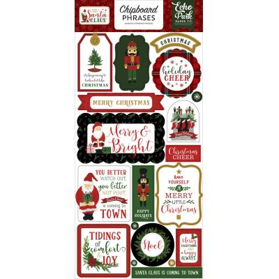 Echo Park Here Comes Santa Claus Die Cuts - Chipboard Phrases